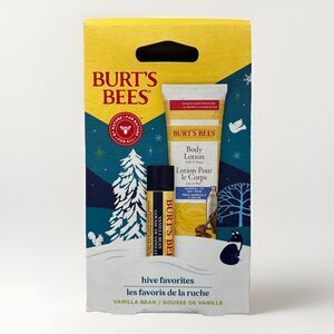Burts Bees Vanilla Bean Lip Balm Milk Honey Lotion Gift Set 0.15 oz/1 oz READ DE